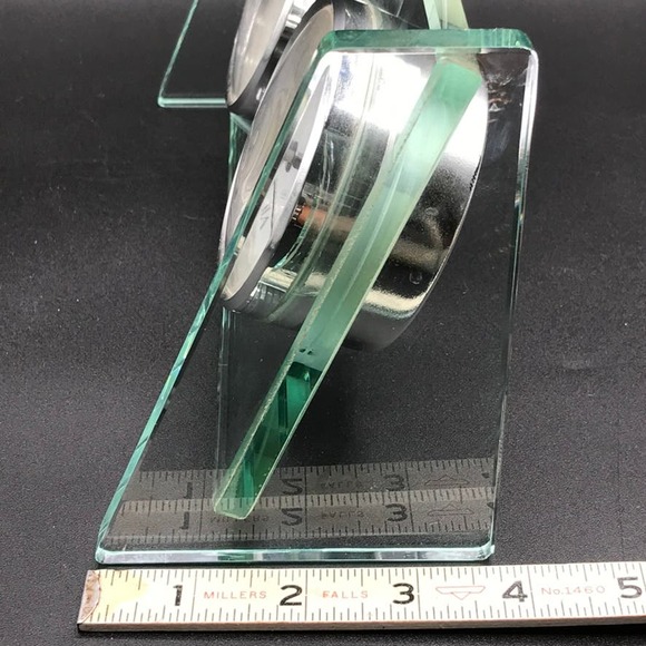 Seth Thomas Glass Display Mantle Desk Quartz Clock & Themometer Tested Works - Picture 9 of 9